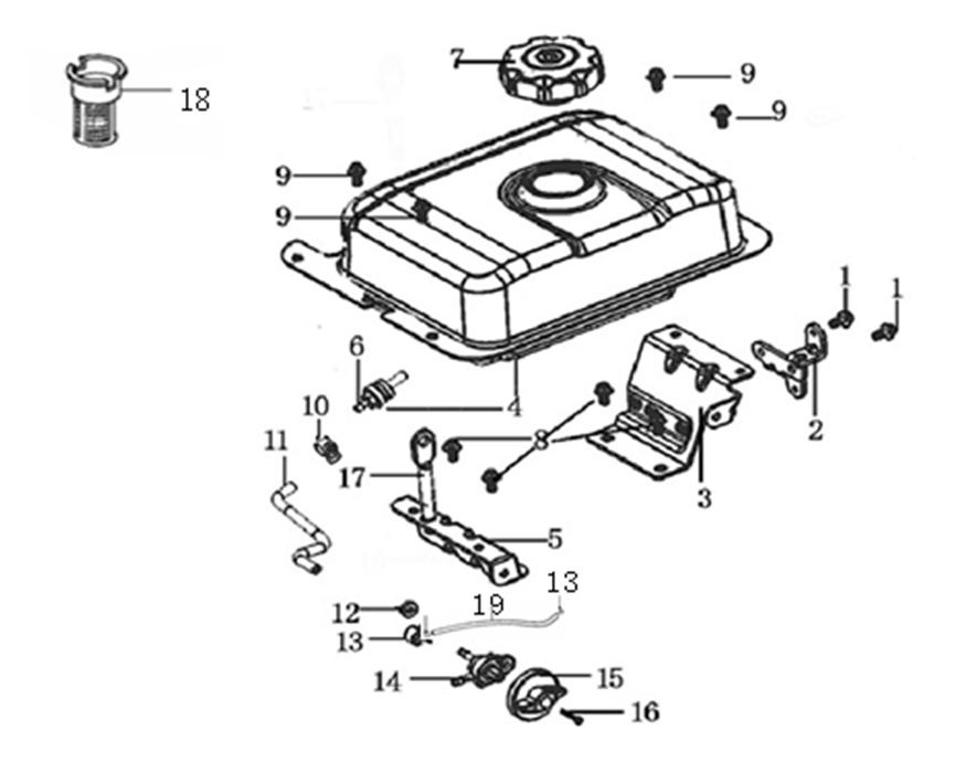 ЗАПЧАСТИ ДЛЯ ДВИГАТЕЛЯ LC185FDS (БАК ТОПЛИВНЫЙ)